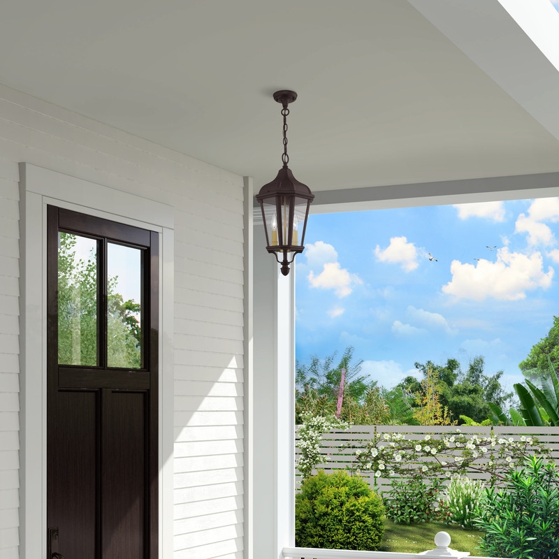 Beaumont Lane Contemporary 2 Light Outdoor Hanging Lantern in Bronze