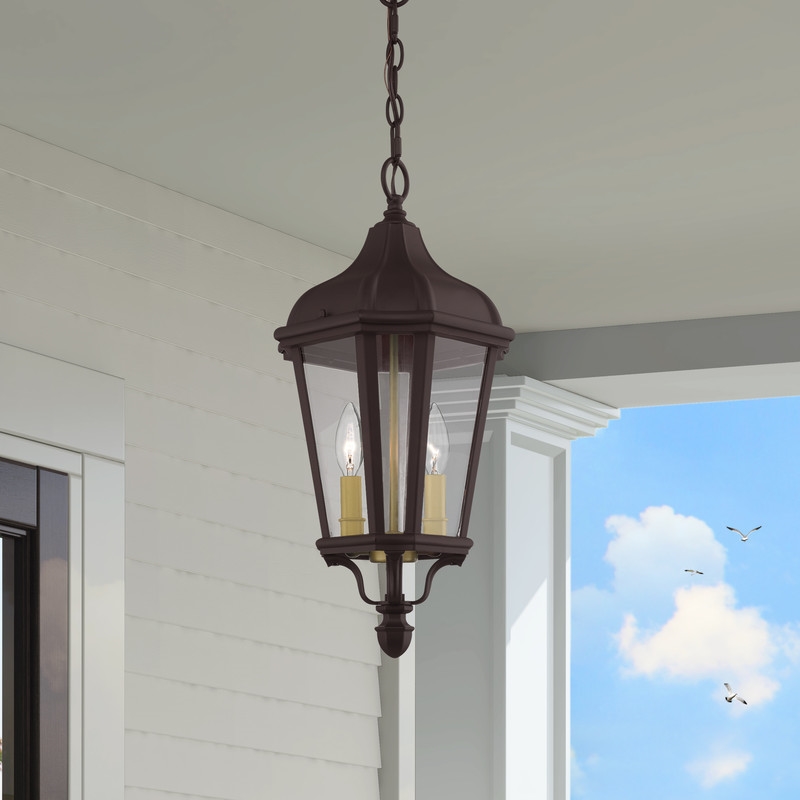 Beaumont Lane Contemporary 2 Light Outdoor Hanging Lantern in Bronze