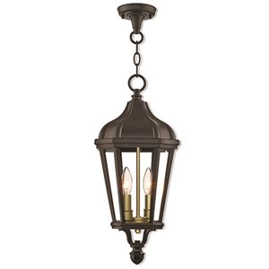 Beaumont Lane Contemporary 2 Light Outdoor Hanging Lantern in Bronze