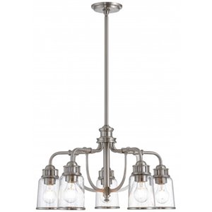 Beaumont Lane Contemporary 5 Light Dinette Chandelier in Brushed Nickel