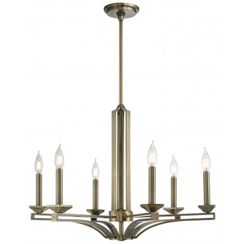 Beaumont Lane Contemporary 6 Light Chandelier in Antique Brass