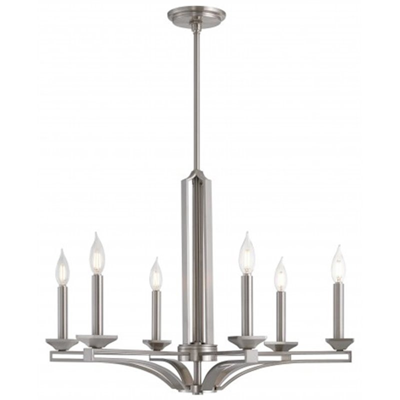Beaumont Lane Contemporary 6 Light Chandelier in Brushed Nickel