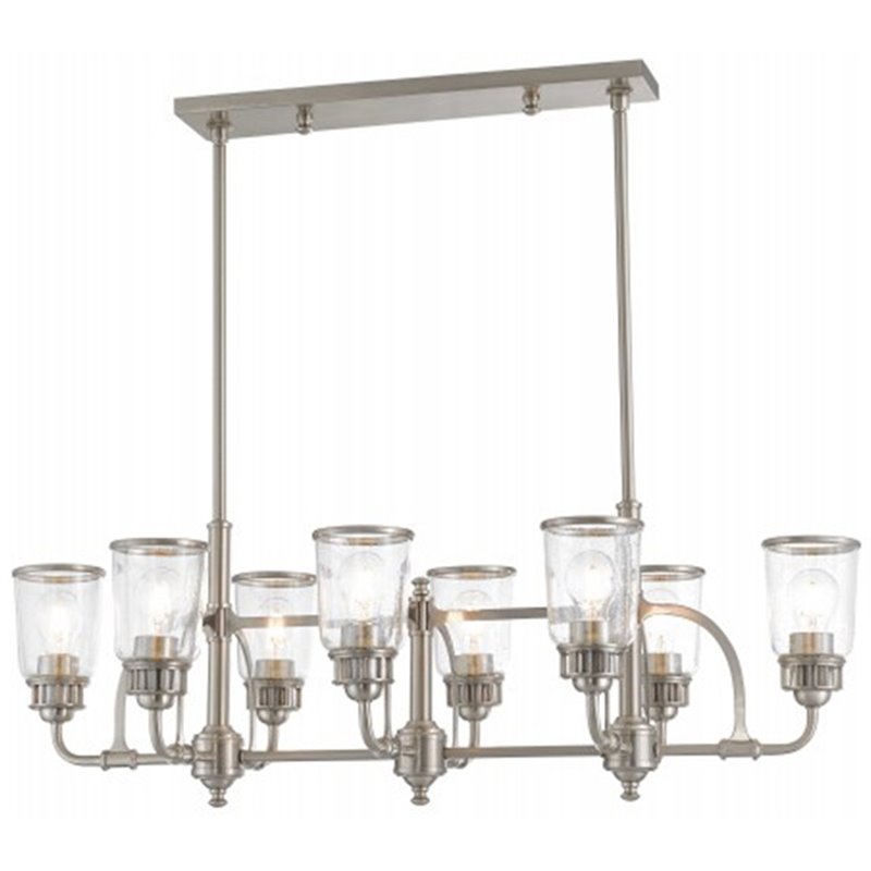 Beaumont Lane Contemporary 8 Light Linear Chandelier in Brushed Nickel