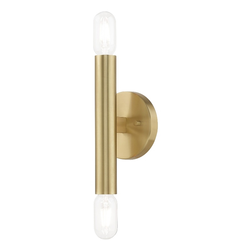Beaumont Lane Mid-Century 2-Light Metal ADA Wall Sconce in Satin Brass