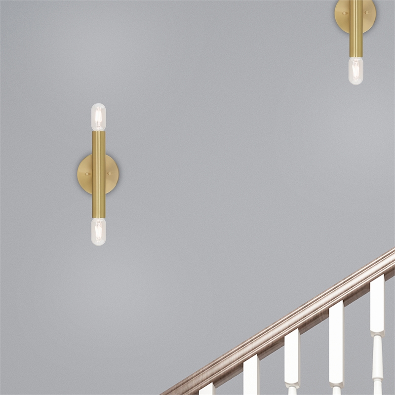 Beaumont Lane Mid-Century 2-Light Metal ADA Wall Sconce in Satin Brass