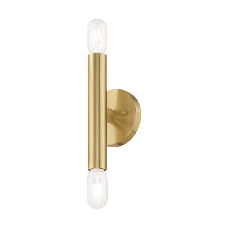 Beaumont Lane Mid-Century 2-Light Metal ADA Wall Sconce in Satin Brass
