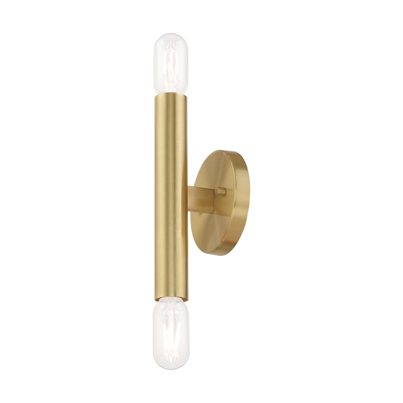 Beaumont Lane Mid-Century 2-Light Metal ADA Wall Sconce in Satin Brass