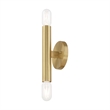Beaumont Lane Mid-Century 2-Light Metal ADA Wall Sconce in Satin Brass