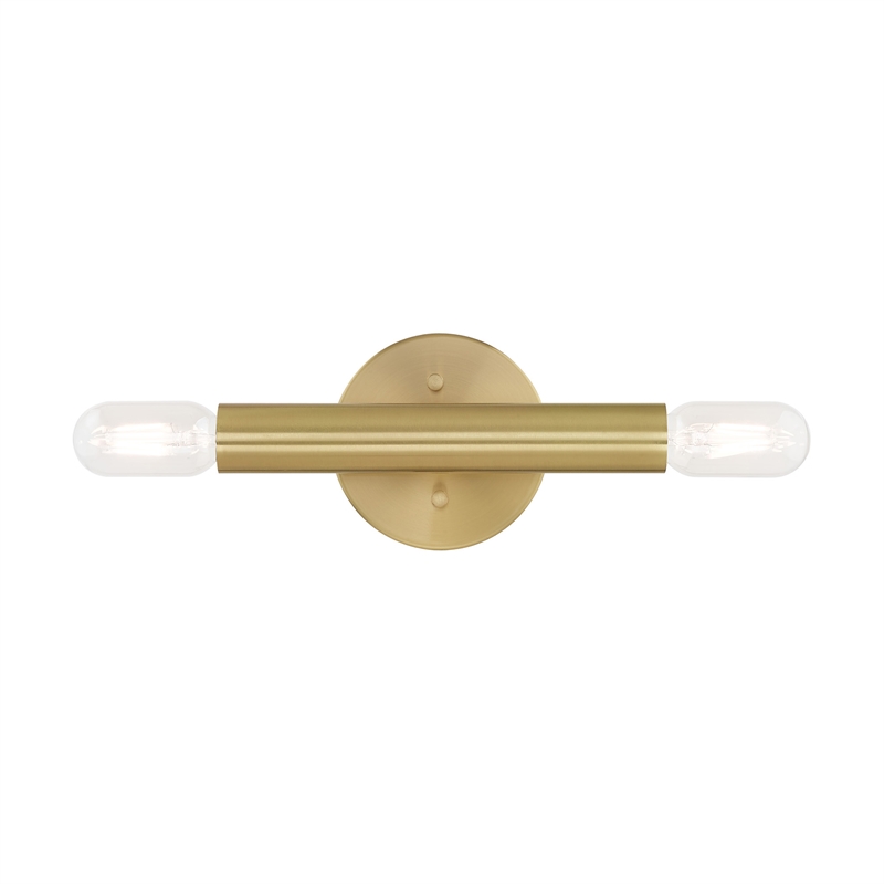 Beaumont Lane Mid-Century 2-Light Metal ADA Wall Sconce in Satin Brass