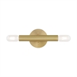 Beaumont Lane Mid-Century 2-Light Metal ADA Wall Sconce in Satin Brass