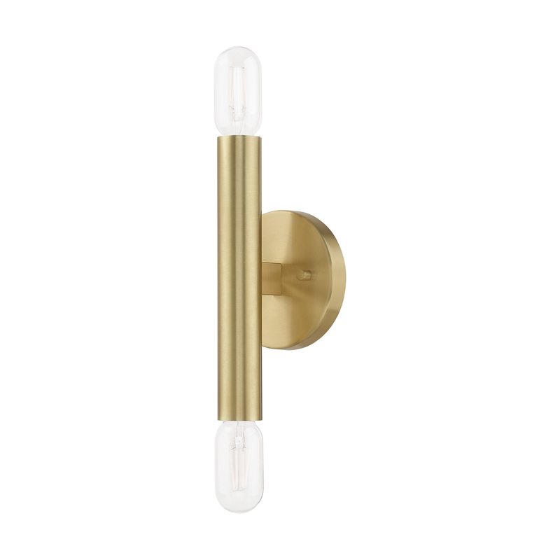 Beaumont Lane Mid-Century 2-Light Metal ADA Wall Sconce in Satin Brass