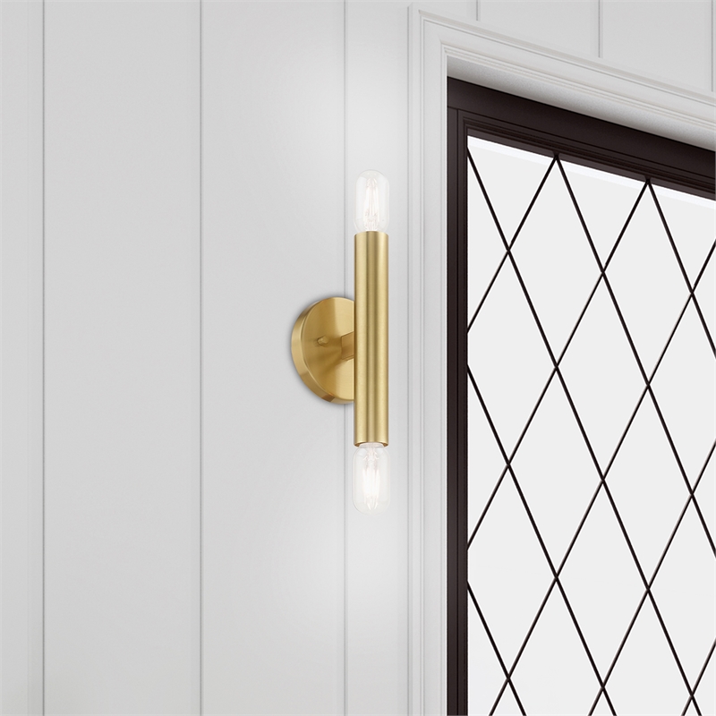 Beaumont Lane Mid-Century 2-Light Metal ADA Wall Sconce in Satin Brass