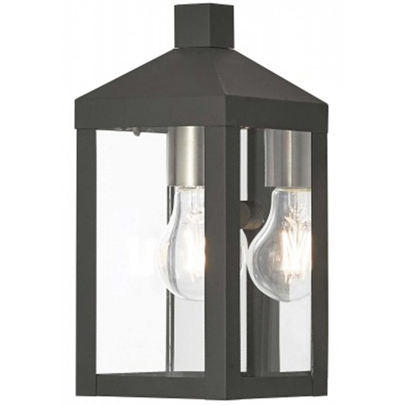 Beaumont Lane Contemporary Brass Outdoor Wall Lantern in Black