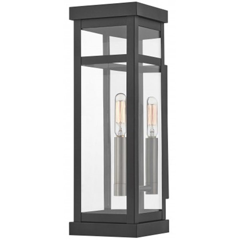 Beaumont Lane Contemporary Brass Outdoor Wall Lantern in Black