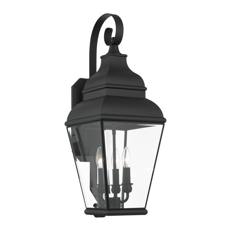 Beaumont Lane Contemporary Brass Outdoor Wall Lantern in Black