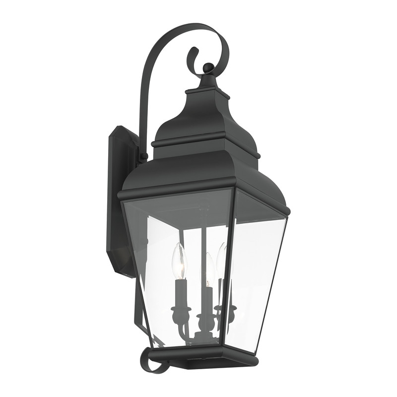 Beaumont Lane Contemporary Brass Outdoor Wall Lantern in Black