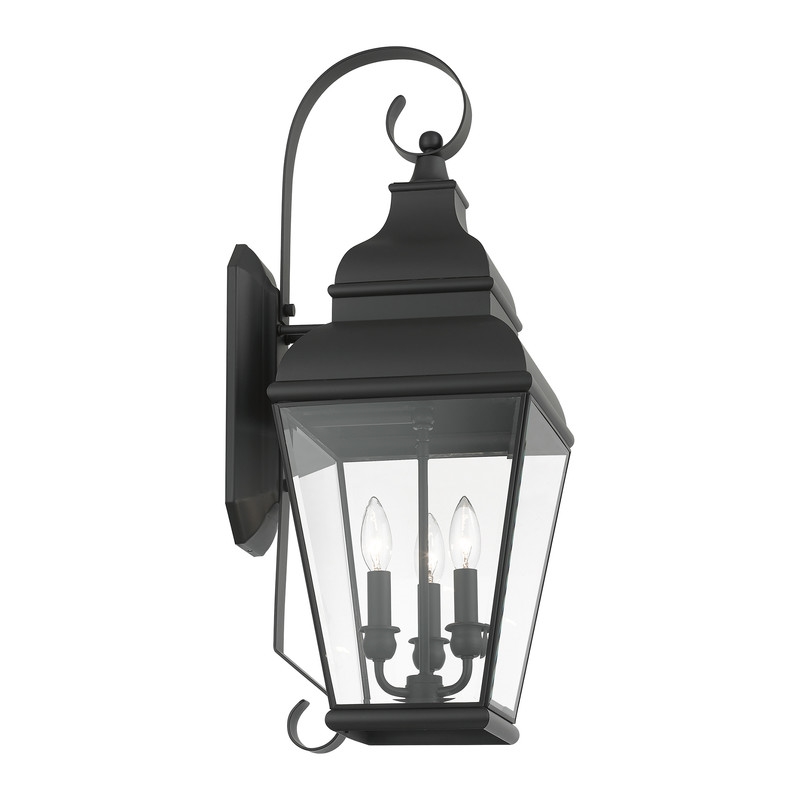 Beaumont Lane Contemporary Brass Outdoor Wall Lantern in Black