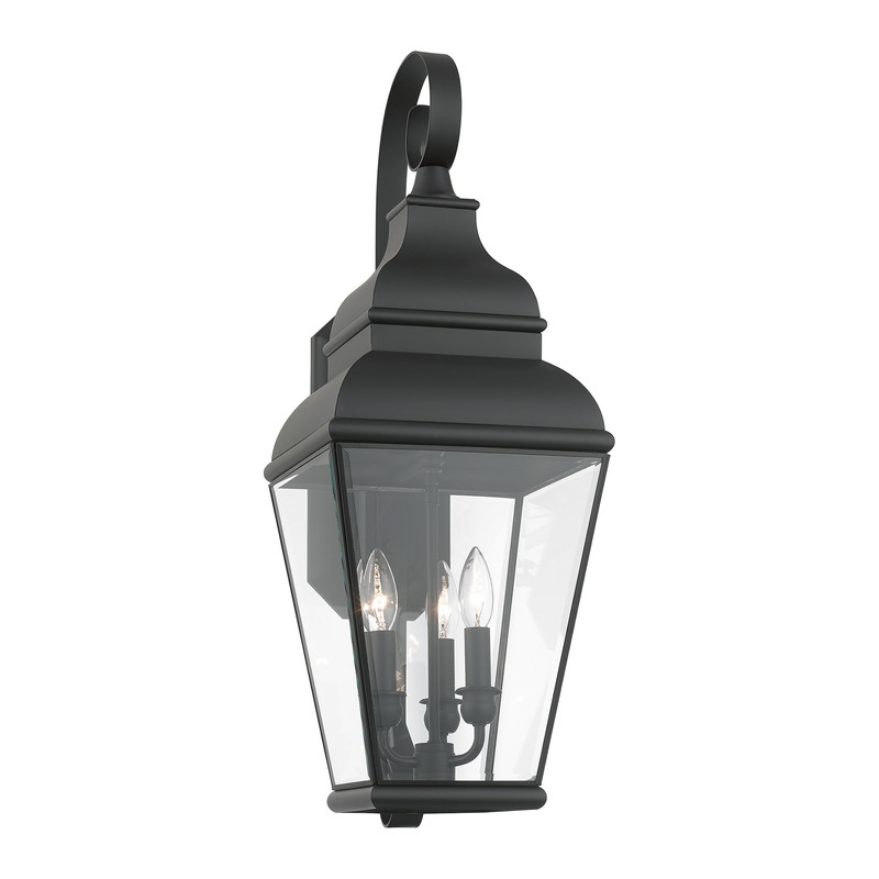 Beaumont Lane Contemporary Brass Outdoor Wall Lantern in Black