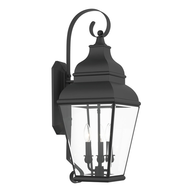 Beaumont Lane Contemporary Brass Outdoor Wall Lantern in Black