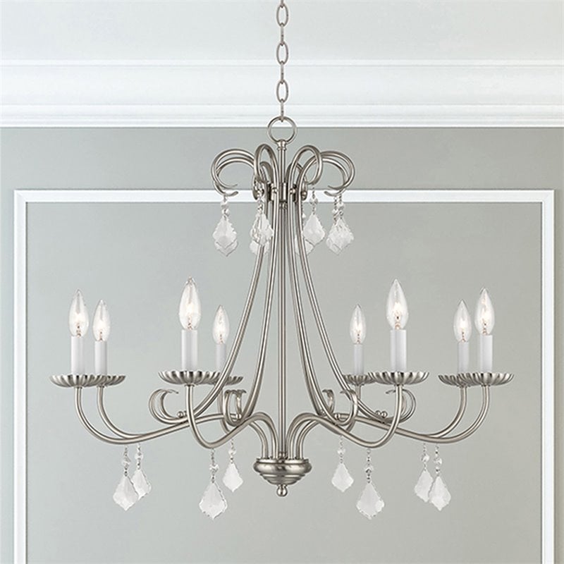 Beaumont Lane Contemporary 8 Light Chandelier in Brushed Nickel