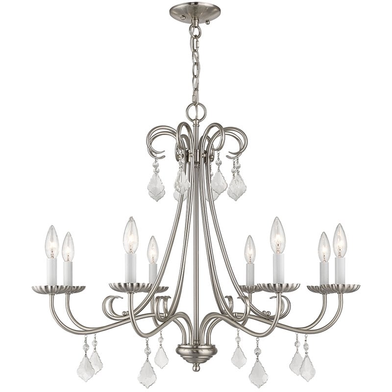 Beaumont Lane Contemporary 8 Light Chandelier in Brushed Nickel