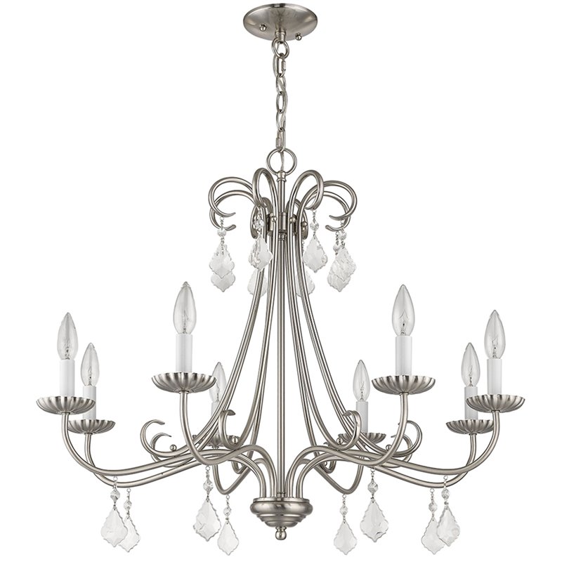 Beaumont Lane Contemporary 8 Light Chandelier in Brushed Nickel