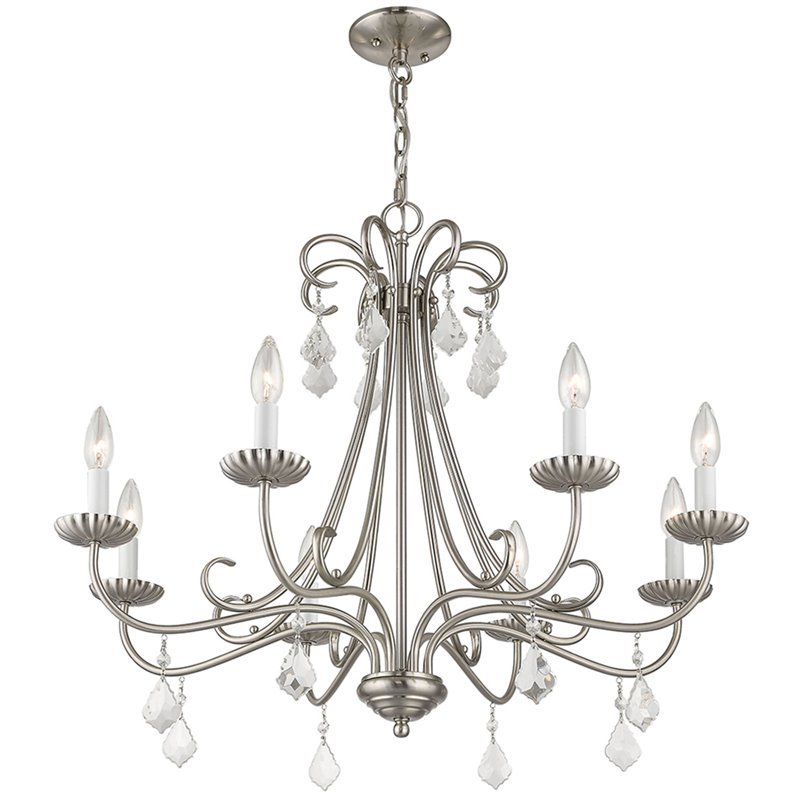 Beaumont Lane Contemporary 8 Light Chandelier in Brushed Nickel