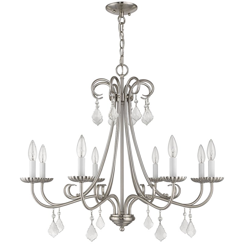 Beaumont Lane Contemporary 8 Light Chandelier in Brushed Nickel