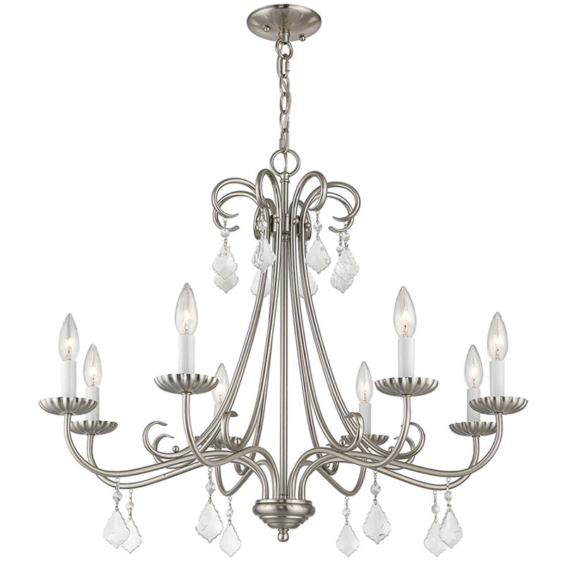 Beaumont Lane Contemporary 8 Light Chandelier in Brushed Nickel