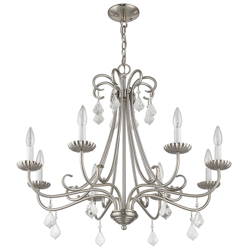 Beaumont Lane Contemporary 8 Light Chandelier in Brushed Nickel