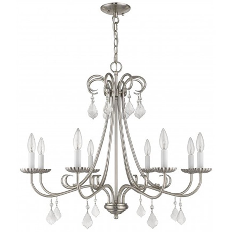 Beaumont Lane Contemporary 8 Light Chandelier in Brushed Nickel