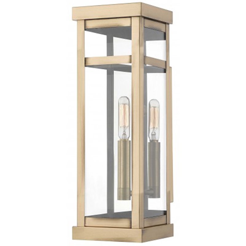 Beaumont Lane Contemporary Outdoor Wall Lantern in Antique Brass