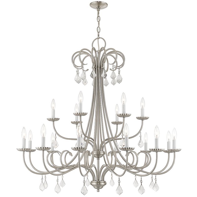 Beaumont Lane Contemporary 18 Light Foyer Chandelier in Brushed Nickel