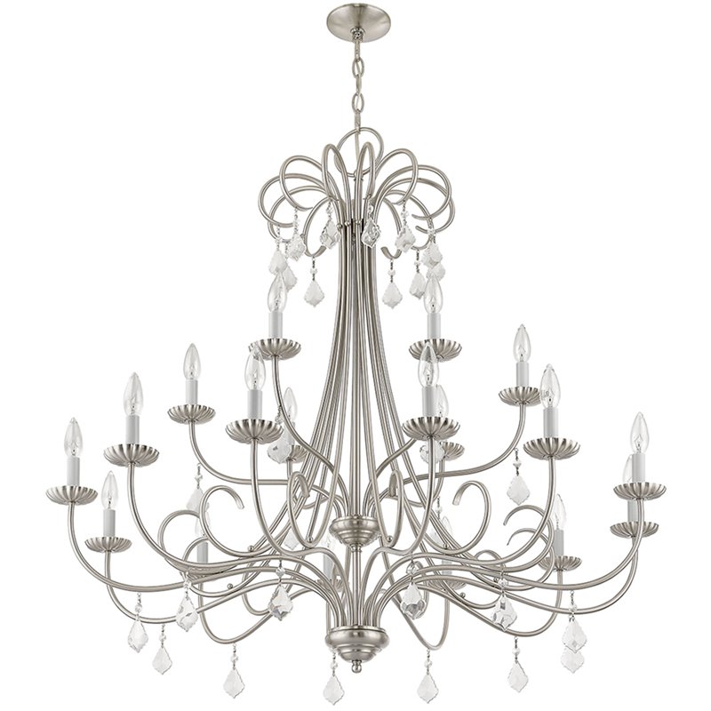 Beaumont Lane Contemporary 18 Light Foyer Chandelier in Brushed Nickel