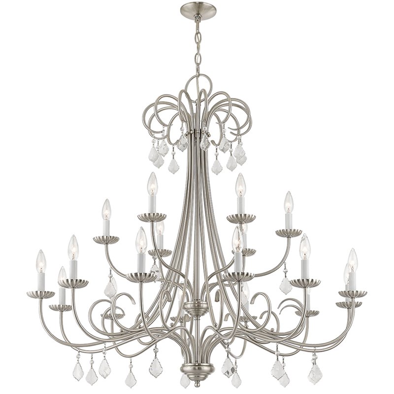Beaumont Lane Contemporary 18 Light Foyer Chandelier in Brushed Nickel