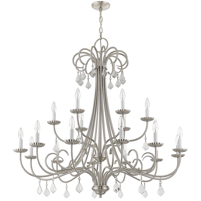 Beaumont Lane Contemporary 18 Light Foyer Chandelier in Brushed Nickel