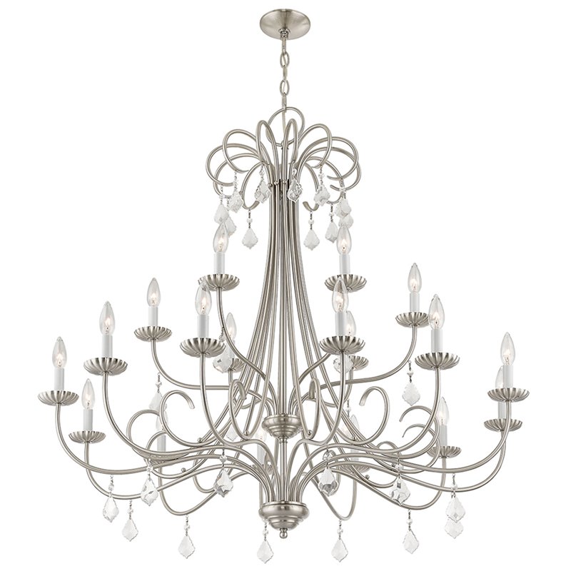 Beaumont Lane Contemporary 18 Light Foyer Chandelier in Brushed Nickel