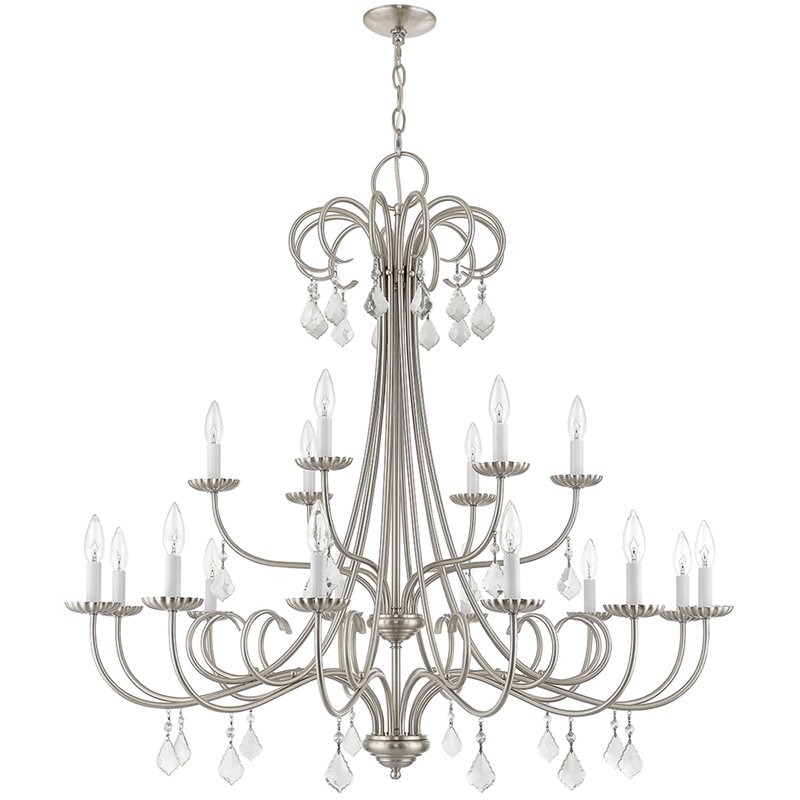 Beaumont Lane Contemporary 18 Light Foyer Chandelier in Brushed Nickel