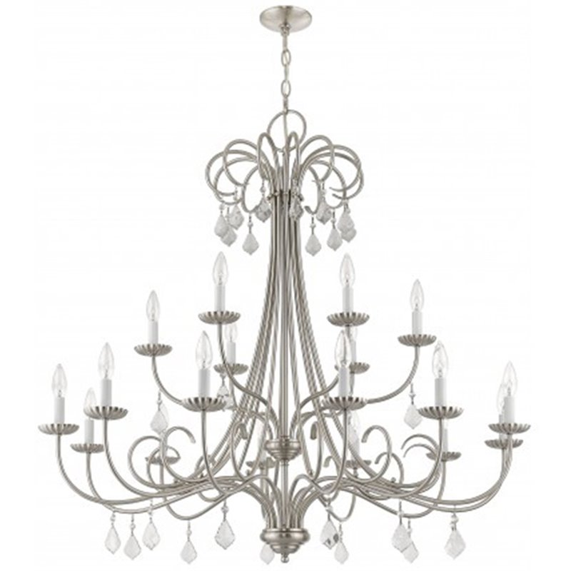 Beaumont Lane Contemporary 18 Light Foyer Chandelier in Brushed Nickel