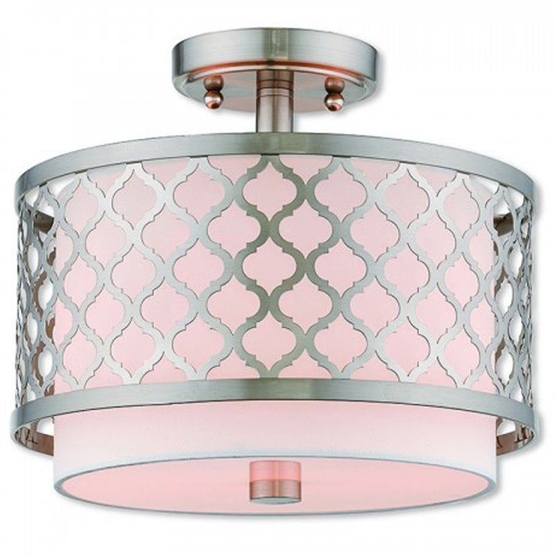 Beaumont Lane Contemporary 2 Light Semi Flush Mount in Brushed Nickel