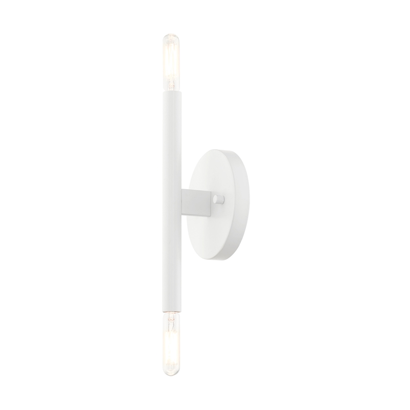 Beaumont Lane Mid-Century 2-Light Mid-Century Metal Sconce in White