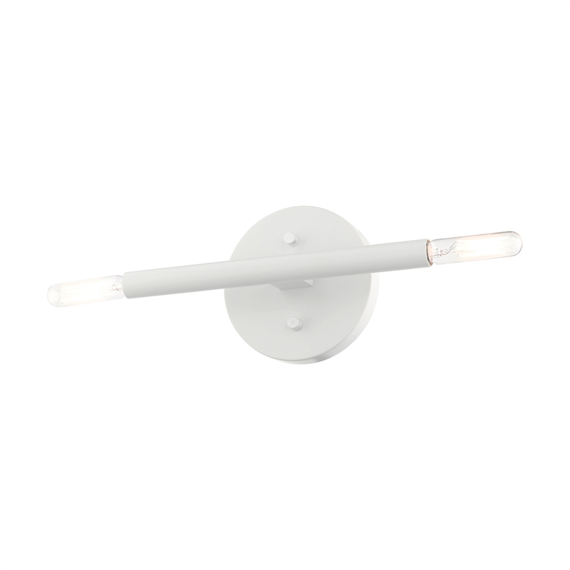 Beaumont Lane Mid-Century 2-Light Mid-Century Metal Sconce in White