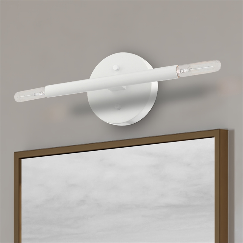 Beaumont Lane Mid-Century 2-Light Mid-Century Metal Sconce in White