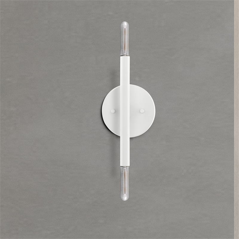 Beaumont Lane Mid-Century 2-Light Mid-Century Metal Sconce in White
