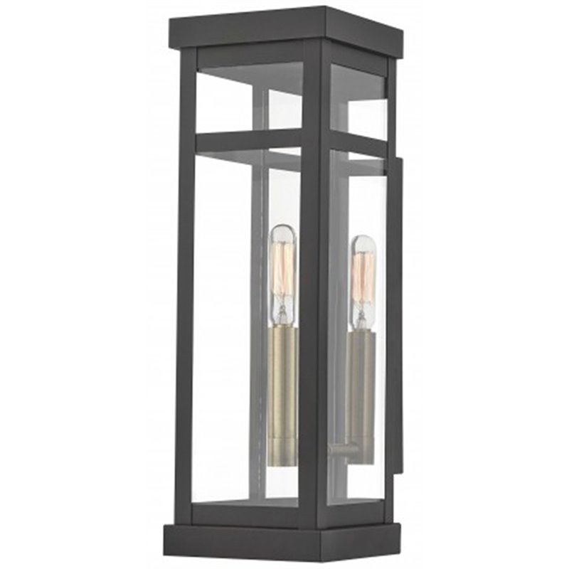 Beaumont Lane Contemporary Brass Outdoor Wall Lantern in Bronze