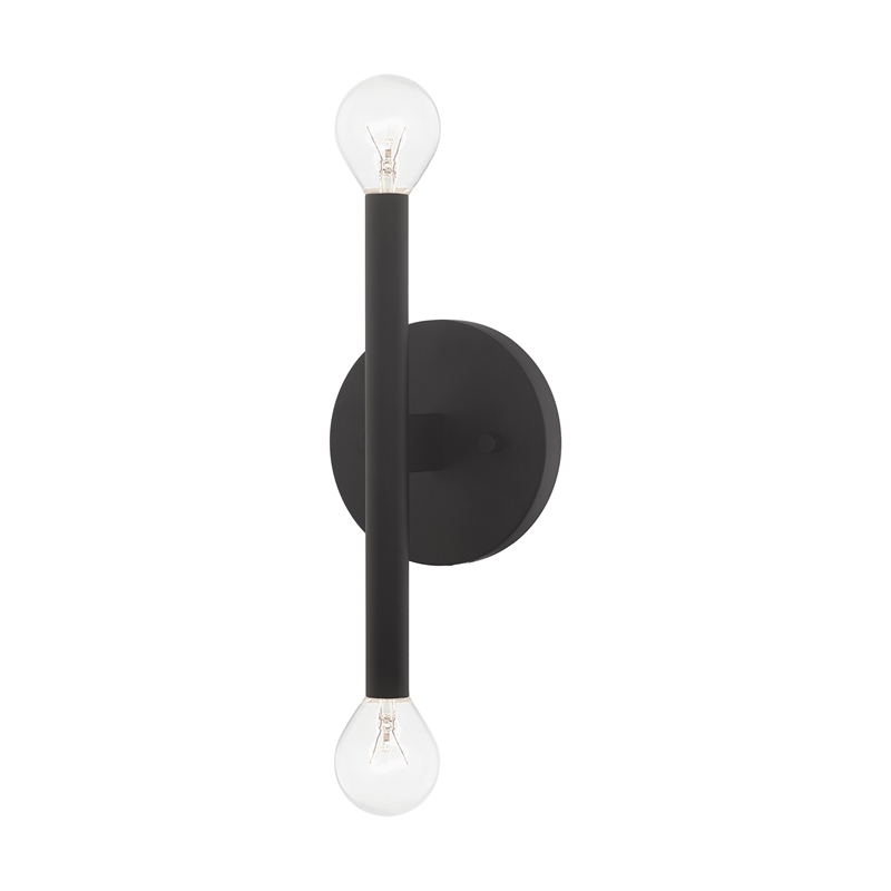 Beaumont Lane Mid-Century 2-Light Mid-Century Metal Sconce in Black