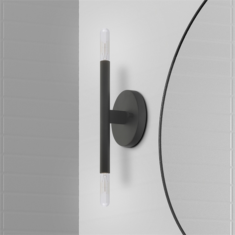 Beaumont Lane Mid-Century 2-Light Mid-Century Metal Sconce in Black
