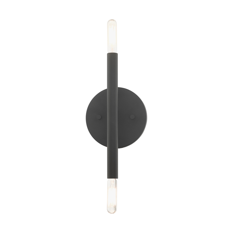 Beaumont Lane Mid-Century 2-Light Mid-Century Metal Sconce in Black