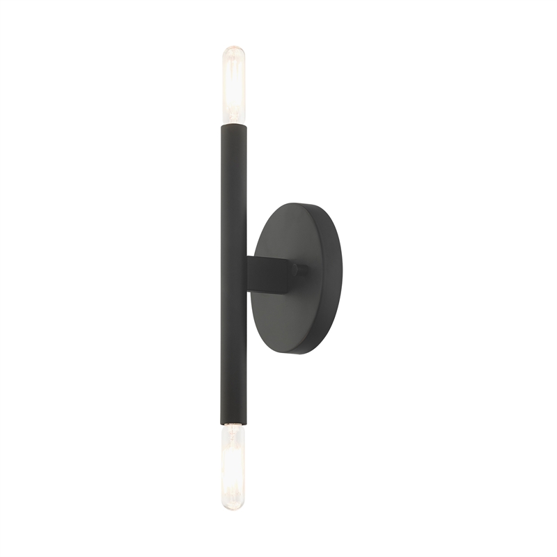 Beaumont Lane Mid-Century 2-Light Mid-Century Metal Sconce in Black