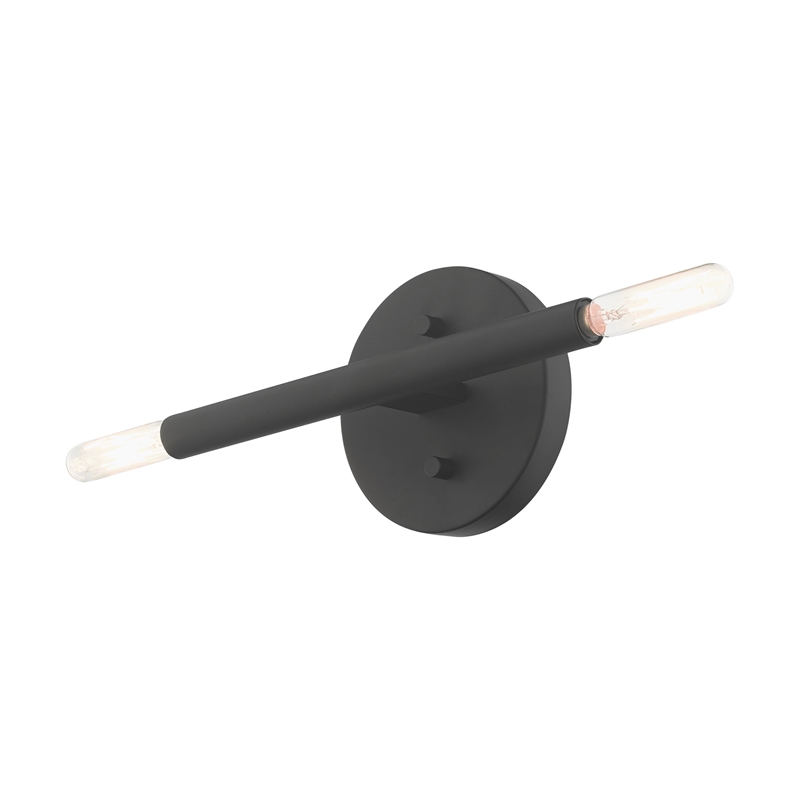 Beaumont Lane Mid-Century 2-Light Mid-Century Metal Sconce in Black